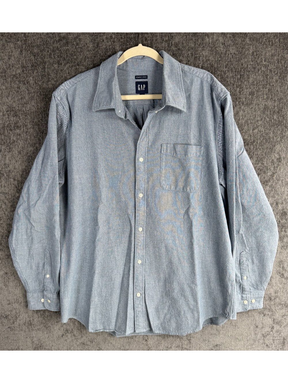 GAP Shirt Mens XL Standard Fit Stretch Blue Long Sleeve Button Down Pocket